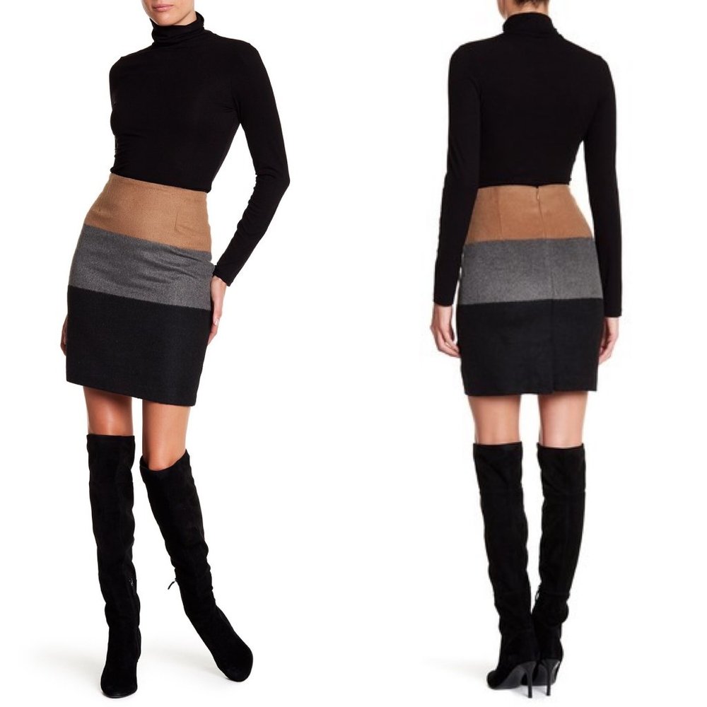 AMANDA + CHELSEA Brushed Colorblock Mini Skirt 14